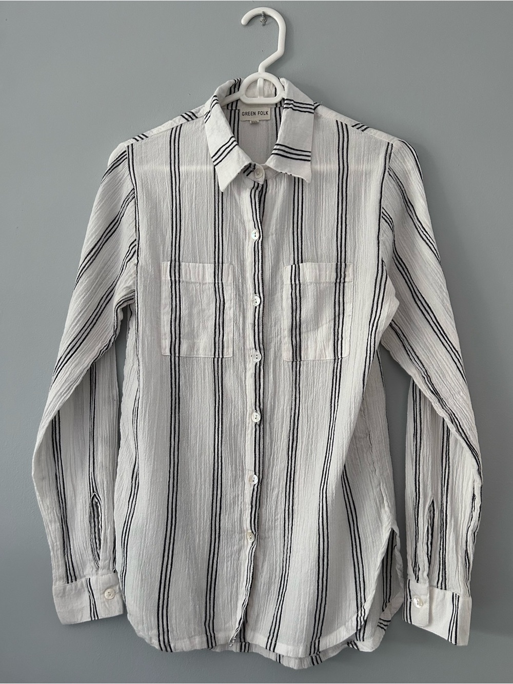 Green Folk button-up shirt